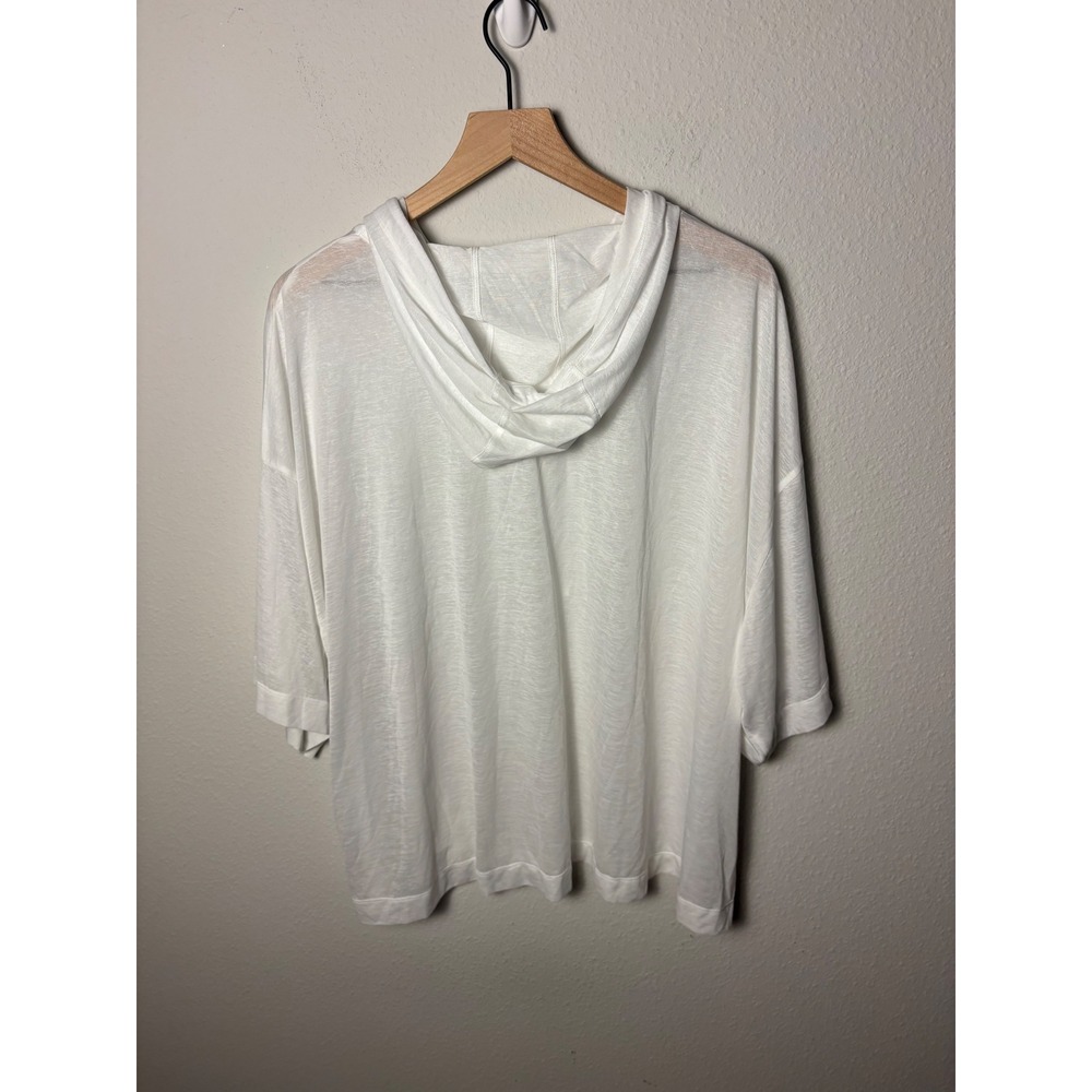Athleta Vapor Hooded Lightweight Tee White Oversized Sheer Hoodie 3X 566910 - Picture 3 of 4